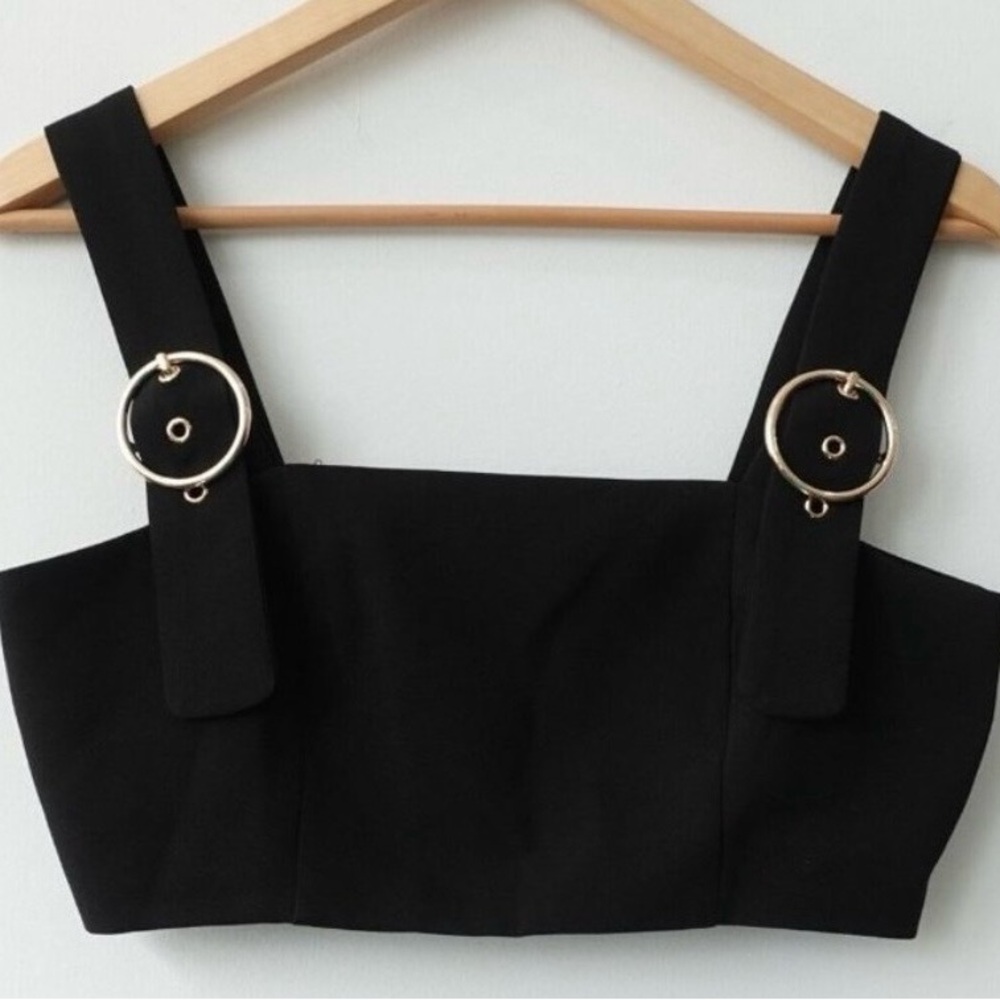 4th + Reckless black crop top with gold buckle